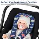 Infant Car Seat Insert Cushion, Super Soft Baby Car Seat Head Support & 2 Straps Pads, Reversible Preemie Newborn Carseat Insert, Fit Car Seat, Stroller, Infant Bouncer, Blue Dinosaur