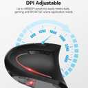 TECKNET Ergonomic Mouse Rechargeable Bluetooth - 4800 DPI Vertical Mice 6 Adjustable Levels, Wireless Optical Carpal Tunnel Mouse Right Hand, Multi Device for Laptop, PC, Computer, MacBook - Black