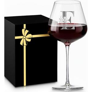 Personalized Crystal Wine Glasses for Women Christmas Xmas Birthday Romantic Gift Work Wife Husband Girl Gf Unique Nice Best Day Top Valentines Long Distance Relationship Custom Initial Present,E