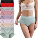 Women's Underwear Cotton Tummy Control High Waisted Underwear Soft Breathable Full Coverage Panties Multipack (Medium)