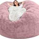 Bean Bag Sofa Cover (Skin Pink, 7FT(D180*H90cm) ONLY Cover)
