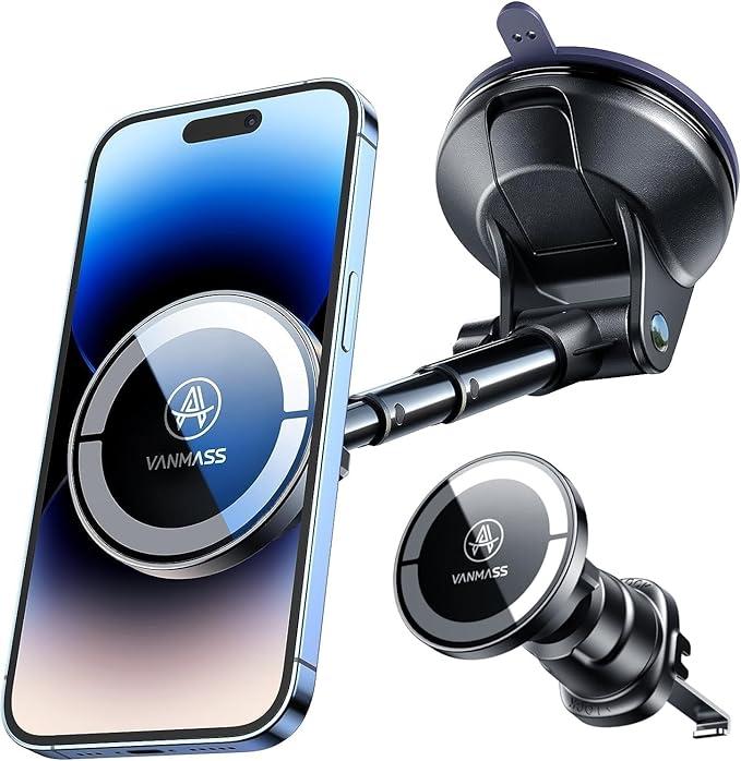 Military-GradeVANMASS for MagSafe Car MountUpgraded Strongest Magnetic&SuctionPhone Holder Cell Stand for Dashboard Windshield Vent, Tesla Truck Cradle for iPhone 17 Pro Max 16 15 14 13 12 Android