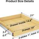 Pull Out Cabinet Organizer, Soft Close Wooden Slide Out Drawers for Pots and Pans, Full-extension Roll Out Shelves for Kitchen Cabinets, Pantry Organization, Bottom & Side Mount(17"W X 21"D x 3.4''H)