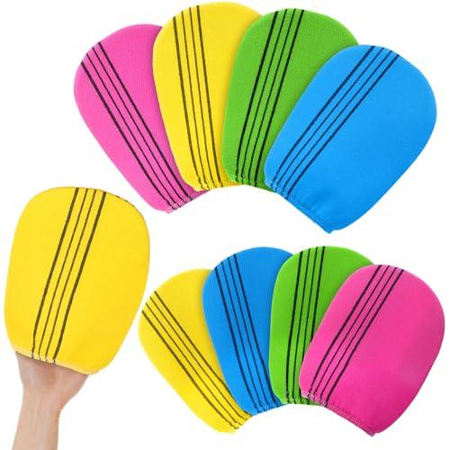 Tatuo 6 Pcs Korean Exfoliating Mitt Korean Scrub Mitt Asian Exfoliating Gloves 5.12 x 6.69 Inches Colorful Body Scrub Washcloth For Smooth Cleaning Skin, Reducing Dirt And Grease