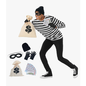 Morph Robber Costume Mens Cops Robbers Bank Robber Adult Bandit Halloween Costume For Men Size M