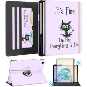 Kidcube for Samsung Galaxy Tab A9 Plus Case 11 Inch - for Women Girls Kid Cute Rotating Stand Folio Cover with Pencil Holder & Card Slot Girly Kawaii Cat Unique Design for Samsung A9 Plus Tablet Cases