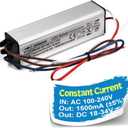 Chanzon LED Driver 1500mA (Constant Current Output) 18V-39V (in:100-240V AC-DC) (6-12) x5 30W 40W 50W 60W IP67 Waterproof High Power Supply 1500 mA Lighting Transformer for 50 W COB Chips (Aluminium)