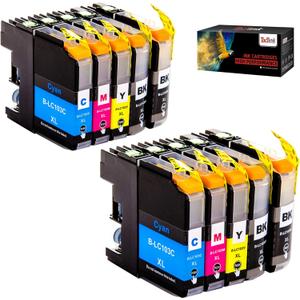 TacTink Compatible Brother LC103 LC103XL LC101 Ink Cartridges Replacement for Brother MFC-J870DW MFC-J6920DW MFC-J6520DW MFC-J450DW MFC-J470DW (4 Black, 2 Cyan, 2 Magenta, 2 Yellow)