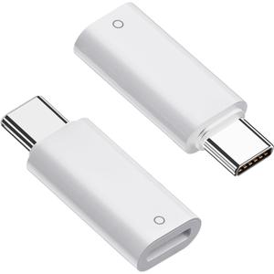 AreMe USB C to Pencil Adapter for Apple Pencil 1st Generation, USB-C Male to Pencil Charging Adapter for iPad 10th Gen, Type C iPencil Charger Connector Dongle Connector for iPad 10 (White, 2 Pack)