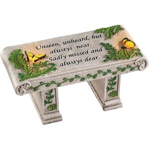 Collections Etc Solar Powered LED Outdoor Garden Memorial Bench with Heartwarming Inscription - Perfect Faux Stone Plaque Statue to Remember Loved Ones 12" L x 5 1/2" W x 5 1/4" H