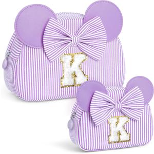 Initial Travel Makeup Bags for Girls | Personalized Initial Makeup Bag | Purple Cosmetic Bags Travel Bag | 8 9 10 11 12 13 14 15 16 Years Old Girl Gift Teen Girl Kids Gifts Trendy Stuff K