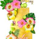25 PCS Flower Cake Topper Hawaiian Cake Decorations with Palm Leaves Hibiscus Flowers Balls for Hawaii Aloha Jungle Summer Theme Wedding Birthday Baby Shower (Multicolour)