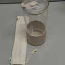 Pandaloo Glass Cups With Lids and Straws -20 Fl Oz- Perfect Size Iced Coffee Cup - Smoothie Cup With Bamboo Lid and On the go Lid (Creamy Mushroom, 1 Count (Pack of 1)