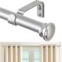 TONIAL Curtain Rod 32 to 58 Inch(2.6-4.8ft), Telescoping Splicing 3/4 Drapery Rods for Windows 20 yo 54 Inches, Decorative Single Rod with Small Cap Finial, Silver