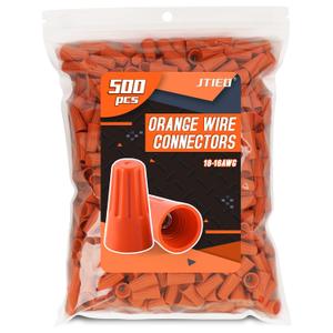 500 Pcs Orange Electrical Wire Connectors Wire Caps Screw Terminals Insulating Twist Nuts Caps for Quick Connection(AWG 18-16)
