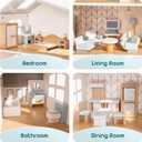 ROBUD Wooden Dollhouse Furniture Set, 23 Pcs Dollhouse Accessories, Miniature Furniture Including 5 Room Kits, Dollhouse Furniture Pretend Play Toys for Boys, Girls & Toddlers, 3+