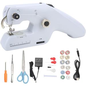 Handheld Sewing Machine for Beginners, Portable Mini Sewing Machine with Ergonomic Handle, Dual Power Supply, Complete DIY Craft Kit for Home Travel and Quick Repairs