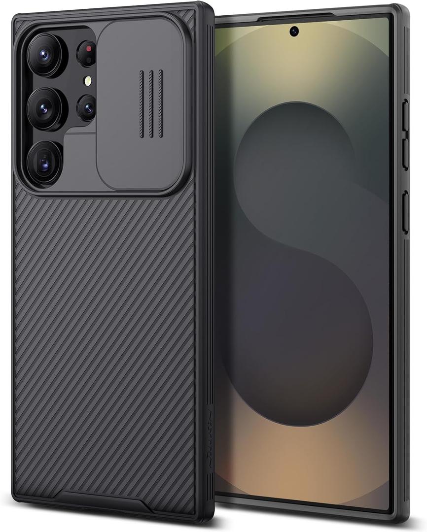 Nillkin Classic Series for Samsung Galaxy S25 Ultra Case with Camera Cover, Military Drop Protection & Thin Slim Fit & Lanyard Design & Non-Slip Protective Phone Case for Galaxy S25 Ultra 6.9", Black