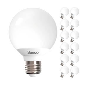 Sunco 12 Pack Vanity Globe Round Light Bulbs G25 LED for Bathroom Mirror 40W Equivalent 6W, 3000K Warm White, Dimmable, 450 LM, E26 Base, Round Frosted Decorative Bulb, UL & Energy Star Listed