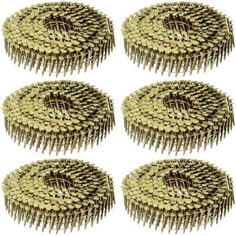 uxcell 2400 Count Siding Nails 1" x 0.083" 15-Degree Ring Shank Full Round Head Collated Wire Coil for Lath and Sheathing Materials