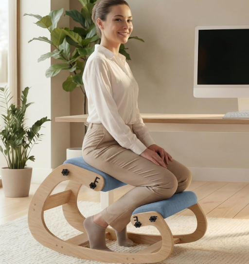 Ergonomic Kneeling Chair with Adjustable Seats - Knee Chair for Posture Correction & Kneel Rocking Stool for Desk - Back Pain Relief for Home and Office, Supports 250 pounds
