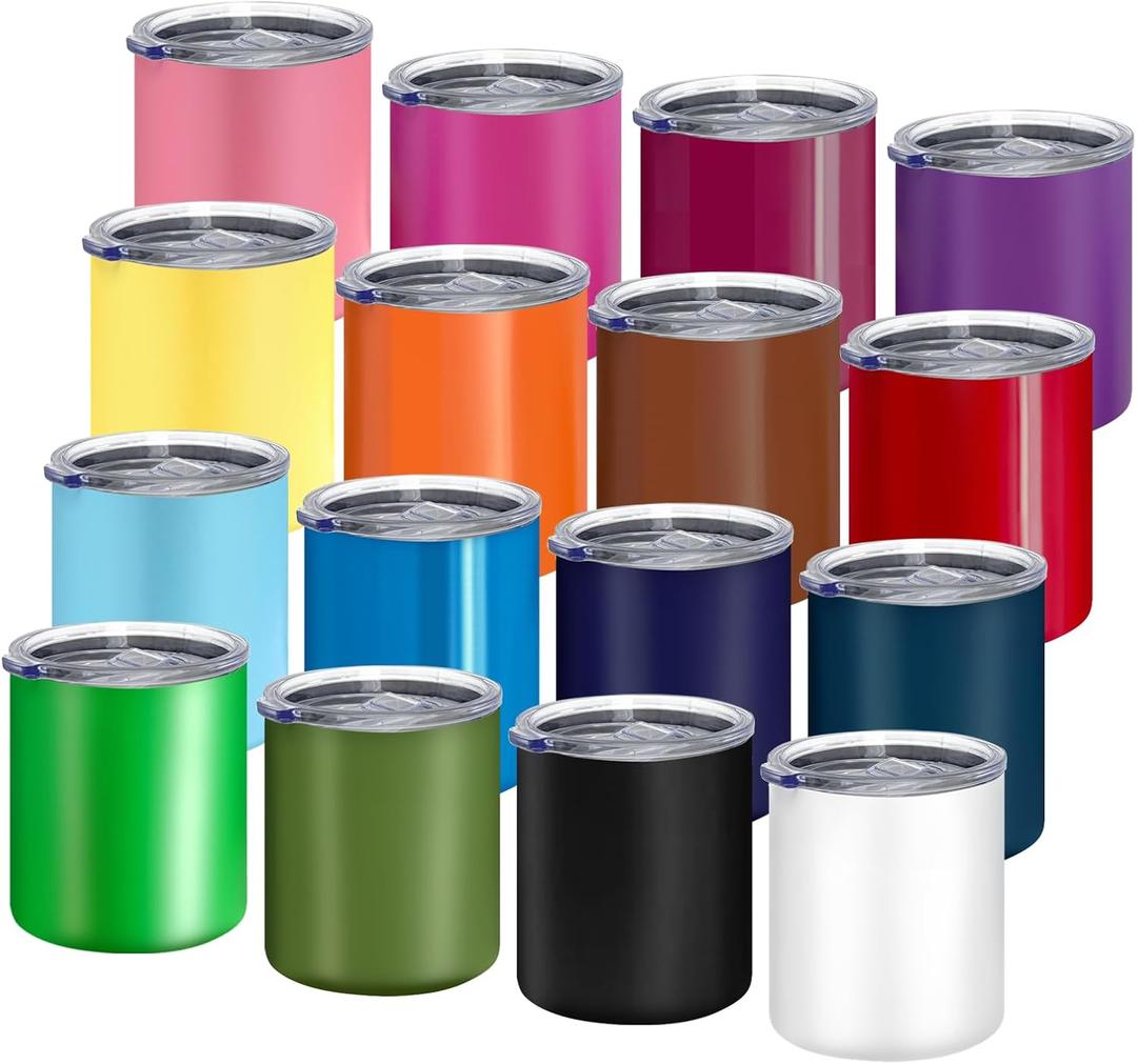 YOUKE OLA 16 Pack Stainless Steel Insulated Coffee Mug Bulk with Lids, 12oz Vacuum Insulated Double Wall Travel Mug for Hot and Cold Drinks Home Office Car, 16 Colors