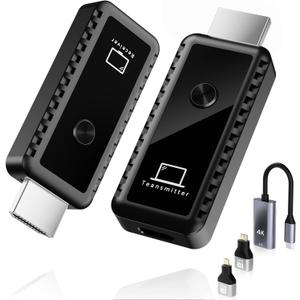 Wireless HDMI Transmitter and Receiver 4K, 2.4/5GHz 1080P Portable Wireless HDMI Extender Kit Adapter for Streaming Video and Audio to Monitor from PC/TV Box/Projector, 100ft Dual Band Smart Handovers