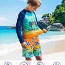 Boys Rash Guard Swim Set with Swim Trunks Bathing Suit Long Sleeve Swim Shirt Quick Dry Swimsuit Kids Swimwear Size 10-12