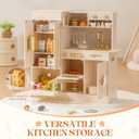 ROBOTIME Wooden Play Kitchen with Refrigerator Dishwasher Age3+ 32in × 20in, 32 x 11.6 x 35 inches