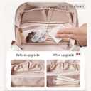 EACHY Travel Makeup Bag, Large Capacity Cosmetic Bags for Women, Waterproof Portable Pouch Open Flat Toiletry Bag Pattern Make up Bag (F-Beige)