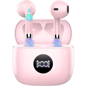 Wireless Bluetooth 5.4 Earbuds, Ear Buds LED Power Display Headphones 6D Stereo, Bluetooth Earbuds in-Ear Noise Cancelling Mic, 40H Playback Mini Case IP7 Waterproof Sports Earphones for Android iOS