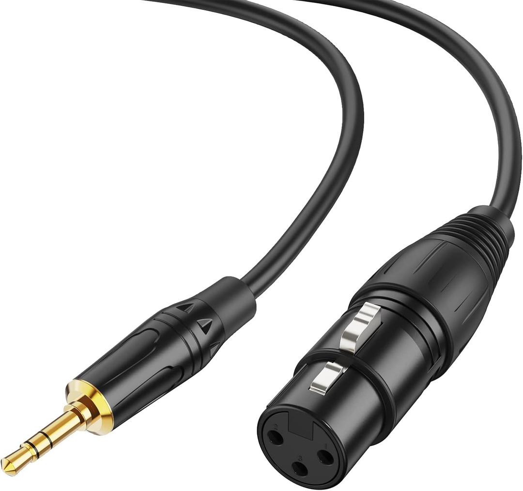 CableCreation 3.5mm to XLR Cable 10FT, Aux Male to XLR Female Microphone Cable, XLR to 3.5mm Cable Compatible with iPhone, iPod, Tablet, Laptop, Microphone, Amplifier, Audio Board, 3M