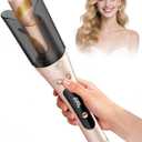 Automatic Rotating Curling Iron 1-inch - LANDOT 2-Way Anti-Tangle Self Curling Wand, Effortless Curls for Special Occasions, Dates & Vacations, Fast Heat-Up Ceramic Barrel for Gorgeous Styles (Gold)