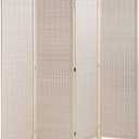 FDW Bamboo Room Divider Folding Privacy Wooden Screen 4 Panel 72 Inches High 17.7 Inches Wide Room Divider for Bedroom Office Study,Natural