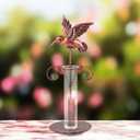 Topadorn Rain Gauge Outdoor, Accurate Glass Tube with Metal Stand, 7 inch Hummingbird Rain Gauge for Lawn, Deck, Yard and Garden