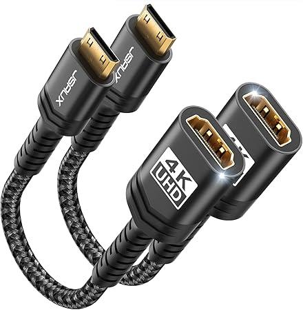JSAUX Mini HDMI to HDMI Adapter 2Pack, Mini HDMI Male to HDMI Female Cable with 4K 60Hz HDR 3D 18Gbps, Compatible with Camera, Camcorder, Graphics Card, Raspberry Pi Zero W,Laptop,Tablet-Black JSAUX Mini HDMI to HDMI Adapter 2Pack, Mini HDMI Male to HDMI Female Cable with 4K 60Hz HDR 3D 18Gbps, Compatible with Camera, Camcorder, Graphics Card, Raspberry Pi Zero W,Laptop,Tablet-Black