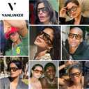 VANLINKER Retro Square Aviator Sunglasses for Women Men 70s Vintage Style Trendy Flat Top Rectangle Sun Glasses VL9826