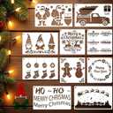 YKW 10 Pcs Large Christmas Stencils Set - Reusable 14.1x8.6 Inch Holiday Templates for Painting on Wood, Porch Signs, Walls & Canvas - Snowman, Tree, Reindeer Designs - DIY Home Decor Tool
