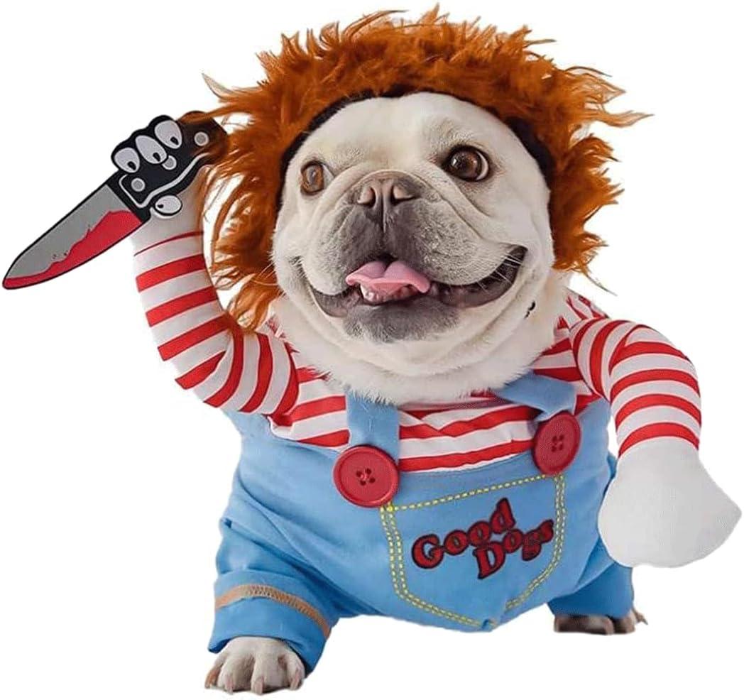 Pet Deadly Doll Dog Costume Cosplay Halloween Christmas Funny Clothes Party Cute Dog Clothes for Small Medium Large Dogs Outfit (Large)