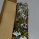5 Stems 10 Heads Artificial Flowers Small Roses with Leaf Bouquet for Valentines Decoration Kitchen Wedding Office (2 Pack, Blue)