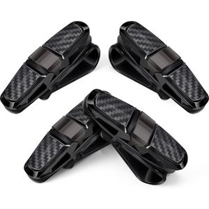 Boao 4 Pcs Sunglasses Holders for Car Sun Visor, Glasses Ticket Card Clip Mount Hanger, Double-Ends Clip 180 Degree Rotational Car Visor Accessories(Black)