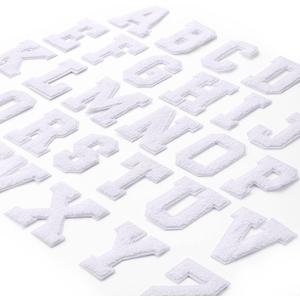 Waydress 26 Pcs Preppy Chenille Letter Iron on Letters Patches 2.8 Inch Self Adhesive, Sew on Chenille A-z Alphabet Letter Patches for Clothing DIY Supplies(White Style)