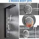 6 in1 Multi-Function Shower Panel Tower System-Brushed Black | 304 stainless steel Shower Panel Column Tower with Powerful Body Massage, Rainfall, Waterfall,Handheld and Tub Spout