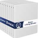 0.5-Inch 3-Ring-Binder with Pockets, 1/2'' Basic Binders 1-inch View Round Binders Holds 100 Sheets US Letter Size 8.5'' x 11'' - Bundle Packs Perfect for Home, Office, and School (0.5-inch) 8 PAck