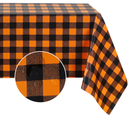 Romanstile Rectangle Vinyl PVC Tablecloth, 100% Waterproof Buffalo Plaid Plastic Table Cloth, Oil Proof Heavy Duty Wipeable Table Covers for Dining/Camping/Picnic/Outdoor - 54 x 78, Black and Orange