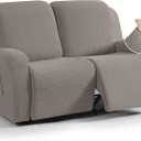 TAOCOCO Recliner Loveseat Slipcover, 6 Pieces Dual Recliner Sofa Covers for 2 Seat Dual Reclining Loveseat Couch, Stretch Soft Jacquard Pattern Furniture Protector with Elasticity (2XL, Pale Brown)