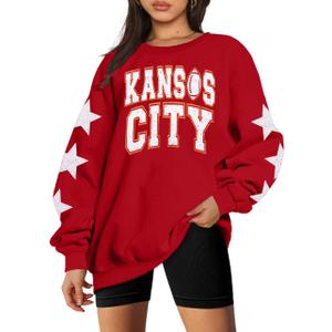 MNLYBABY Football Sweatshirt Women Game Day Sweatshirts in My Game day Era 87 Graphic Long Sleeve Tops (Red, L)