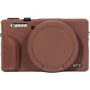 AEXUTDA Case for Canon Powershot G7X Mark III Digital Camera, G7X Mark iii Camera Silicone Case, Anti-Scratch Slim Fit Soft Skin, G7X Mark 3 Accessories with Detachable Lens Cover - Brown
