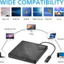External DVD Drive USB 3.0 USB C CD Burner CD/DVD +/-RW Optical Drive, Slim Portable DVD CD ROM Rewriter Writer Duplicator for Laptop Desktop PC Windows 11/10/8/7 MacBook Mac Linux OS Apple
