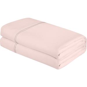 Royale Linens Full Flat Sheet - Ultra Soft Brushed 1800 Microfiber Flat Sheets Only - Wrinkle Free & Stain Resistant - Hotel Quality Top Sheet for Bed (Full, Pink)
